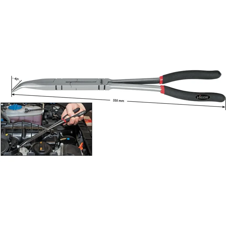 Vigor V2782 Flachrundzange mit Doppelgelenk