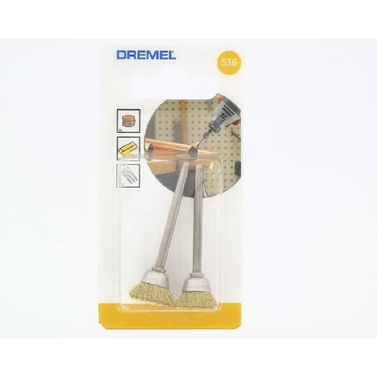 Dremel 536 Messingbürste - Zubehörsatz für Multifunktionswerkzeug mit 2 Messingbürsten Ø13mm zum Entrosten, Entgraten und Reinigen von Metall, Gold, Kupfer, Stahl, Blech, Messing u.v.m.