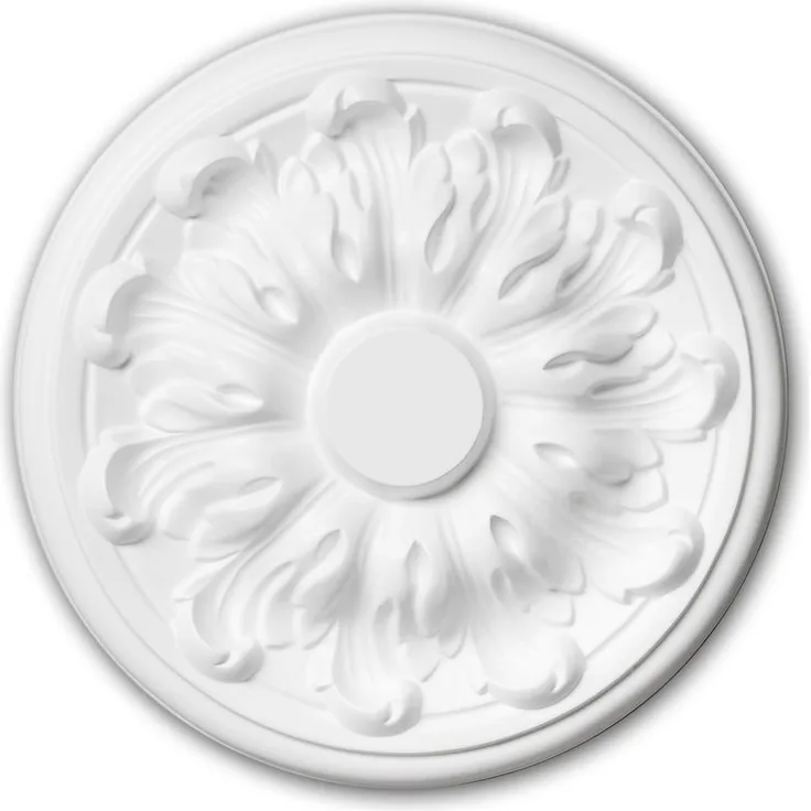 Profhome Decor - Rosette PROFHOME 156010 Deckenelement Zierelement Neo-Klassizismus-Stil weiß Ø 19,3 cm