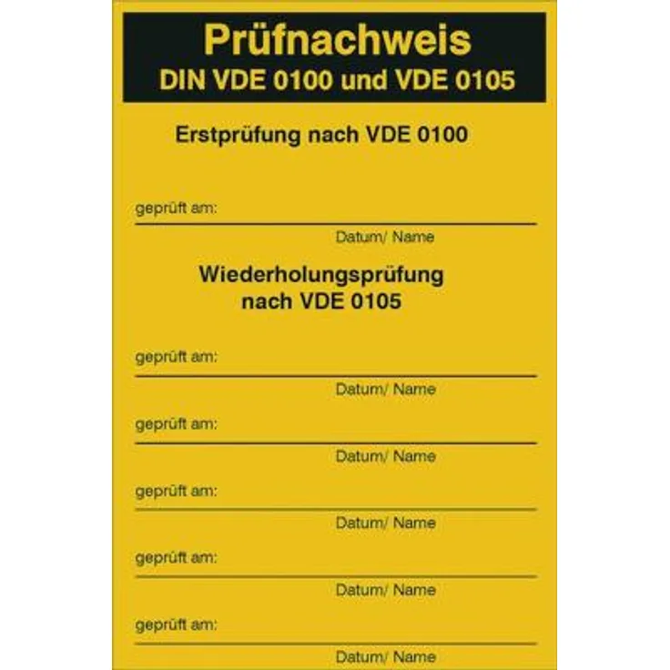 PROTEC PROT Prüfnachweis-Aufkleber PAPN (10 STK.), Gelb, 12 x 8 cm