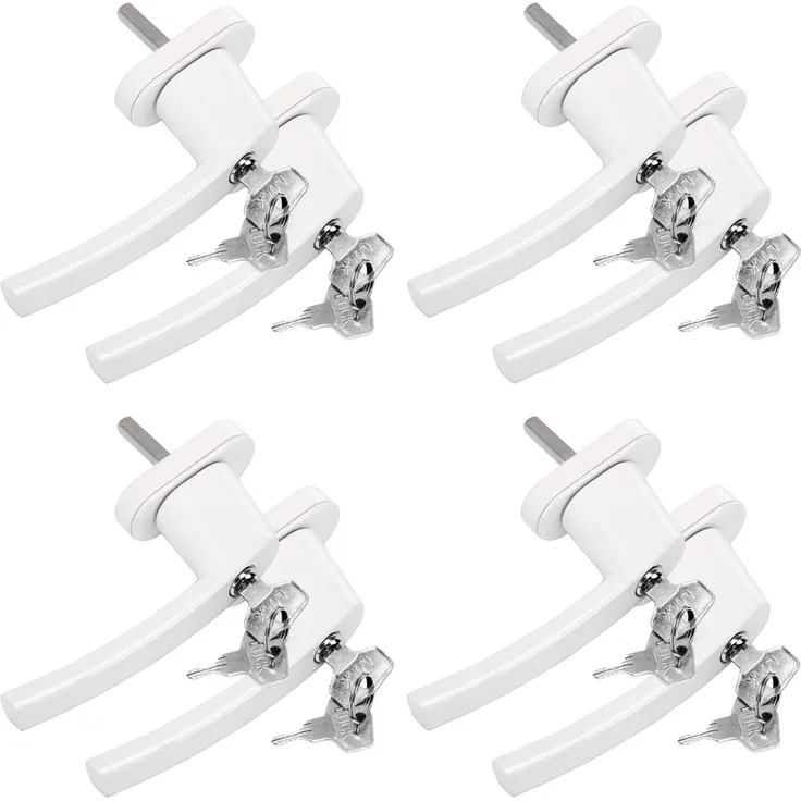 Deuba Fenstergriff abschließbar Sicherheitsfenstergriff weiß silber Kindersicherung 8x weiß