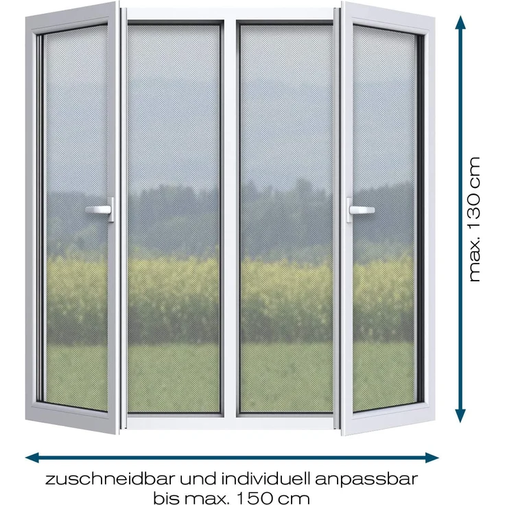 Hoberg Fenster-Fliegengitter mit innovativer Magnetbefestigung, bis zu 150 x 130 cm individuell zuschneidbar, kein Bohren oder Schrauben, 16 Magnet-Clips – Bild 5