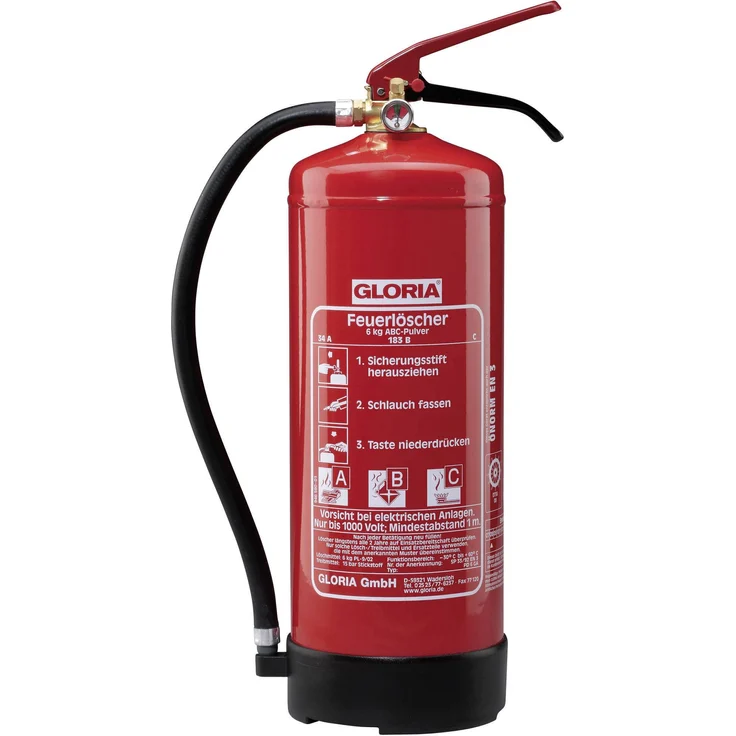 Gloria PD6GA 21112046 Pulverfeuerlöscher 6kg Brandklasse: A, B, C 1St.