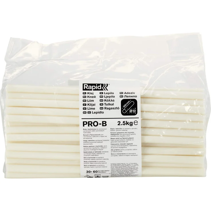 Rapid pro-b weiß Hot Klebesticks, Durchmesser: 12 mm, Länge: 295 mm, 2,5 kg, Pro, 40302804