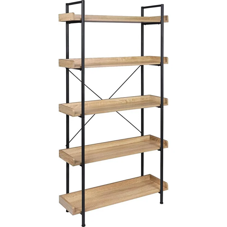 Standregal mit 5 Ablagen 91x25,5x173cm Eiche Hell