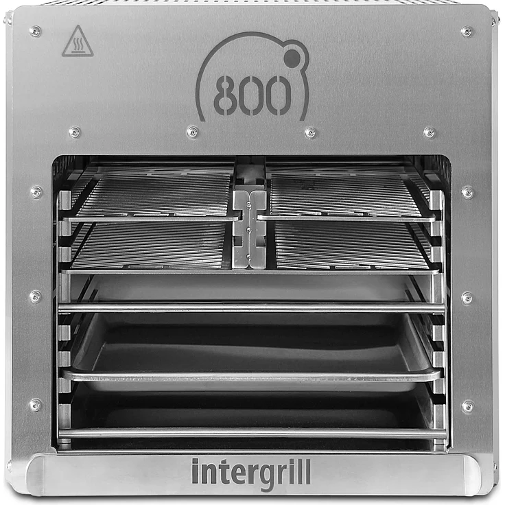 intergrill 800 Grad Oberhitze-Gasgrill XXL Steakgrill Hochleistungsgrill 24,8kg Oberhitzegrill Doppel-Brenner Edelstahl inkl. 3 Grillroste Gastroschale Schutzschublade Griff Profi Qualität, Maße 42,9 x 37 x 42,5 cm – Bild 2