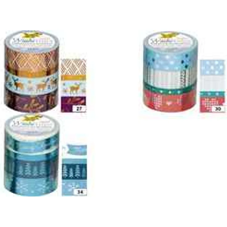 folia 26427 - Washi Tape, Klebeband aus Reispapier, Hotfoil kupfer II, 4er Set - ideal zum Verzieren und Dekorieren