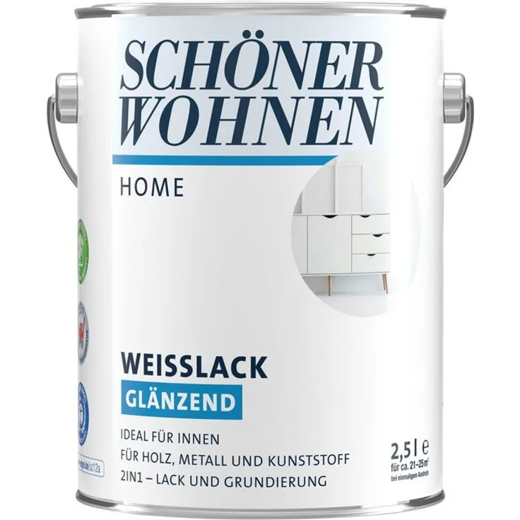 Schöner Wohnen - SCHÖNER WOHNEN-Kollektion Weißlack Home, glänzend, 2500 ml, weiß - weiß