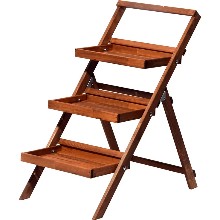 dobar Blumentreppe mit stabiler Verschraubung klappbar, 46 x 102 cm, braun