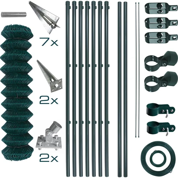 Maschendrahtzaun Komplettset 1,25 x 15 m Zaunset Gartenzaun Einschlaghülsen Zaun