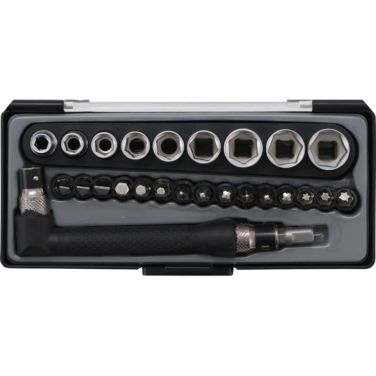 Kraftmann 20802 Bit- und Steckschlüssel--Winkelschrauber-Satz Antrieb 6,3 mm (1-4'') 26-tlg.