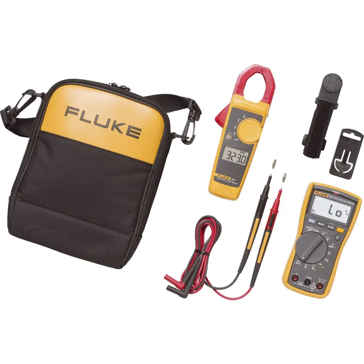 Fluke 117/323 Hand-Multimeter, Stromzange digital CAT III 600 V Anzeige Counts: 6000, 0,5 % Genauigkeit, 9 V Spannungsversorgung