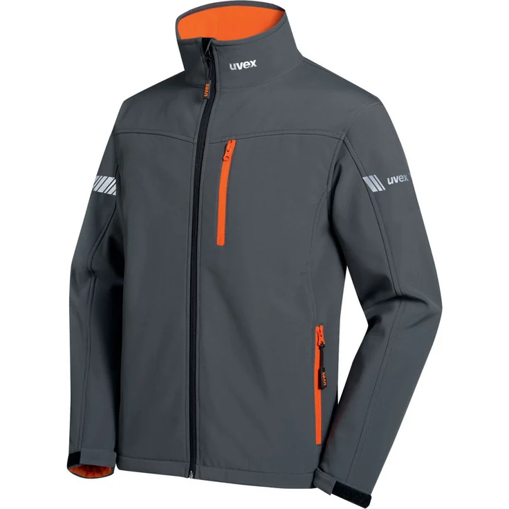 UVEX Herren-Softshelljacke uvex metal in grau, orange, Regular Fit, Größe S – Bild 1