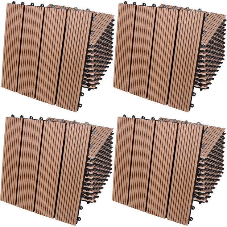 WPC Fliesen 1m²-4m² Terrassenfliesen Set Holzfliesen 30x30cm Balkon Pool Garten 44x Klassik terrakotta 4250525379853 – Bild 1