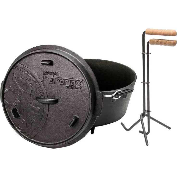 Petromax ft6 Feuertopf mit Füße Dutch Oven Set inkl. Profi Deckelheber Schmortopf