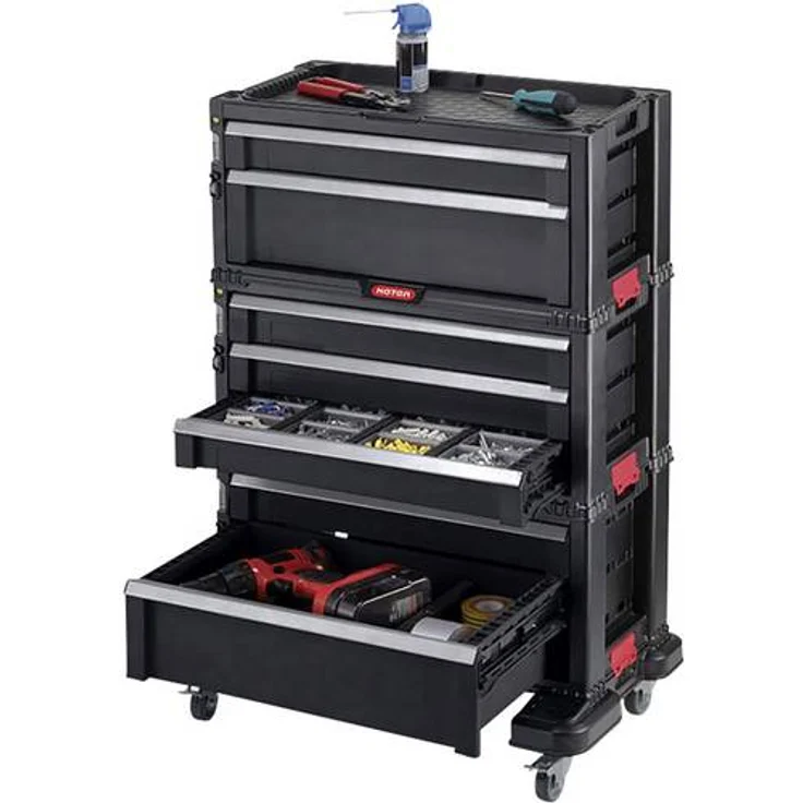 Keter | Modul Workshop 7 Schubladen, schwarz, System, 56,2 x 28,9 x 74,2 cm – Bild 1