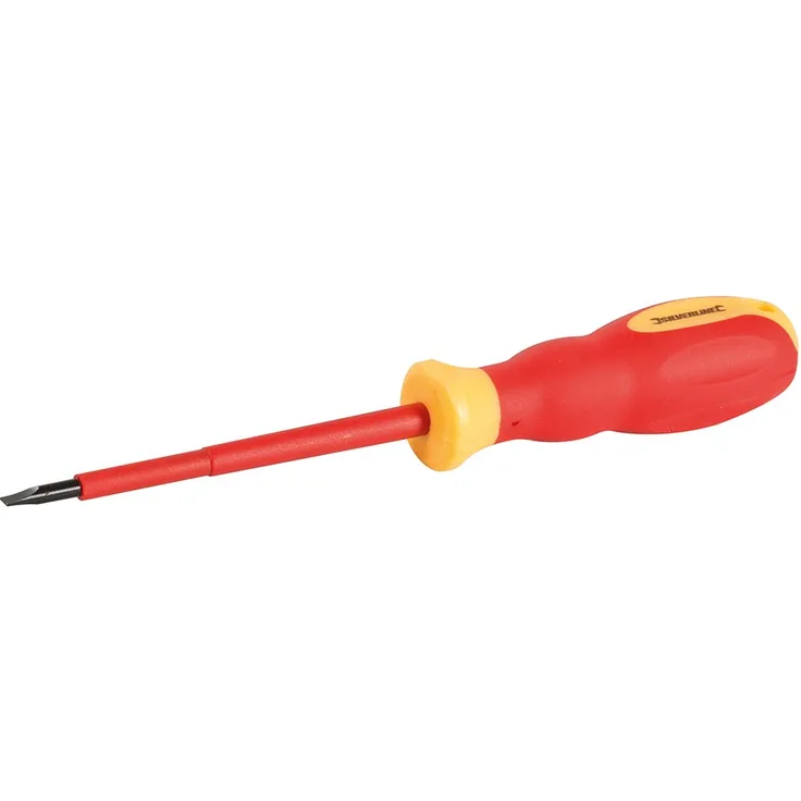 Silverline 716610 VDE-Elektriker-Schraubendreher mit Weichgriff, Schlitz, 0,8 x 4 x 100 mm
