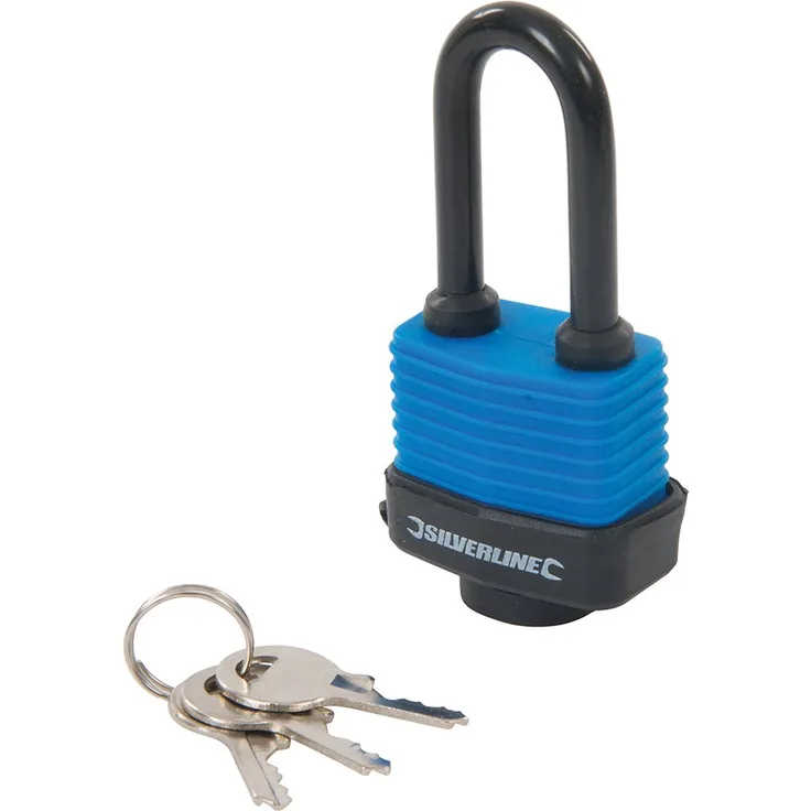 Silverline 218458 witterungsbeständig Vorhängeschloss mit langem Bügel
