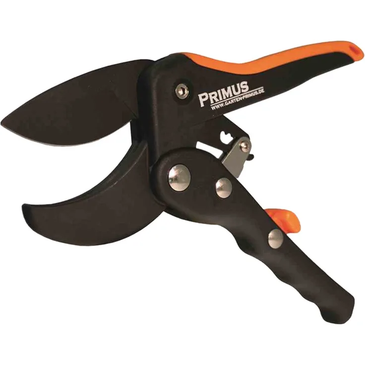 Garten Primus Gartenschere, Damen - Ratschenschere, schwarz-orange, 18 x 6,2 x 1,9 cm, 01015 Links- und Rechtshänder mittelgroß