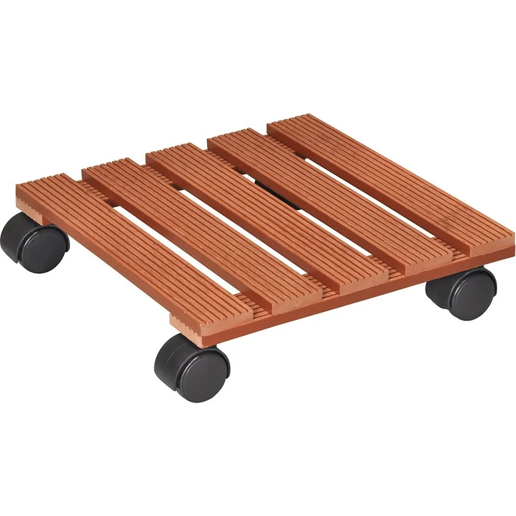 WAGNER Pflanzenroller WPC 29 x 29 x 8,5 cm I Pflanzenroller & Blumenroller für Außenbereich + Innenbereich, Terracotta I Kübelroller aus WPC (Wood Plastic Composite) I Tragkraft 60 kg - 20051001 – Bild 1