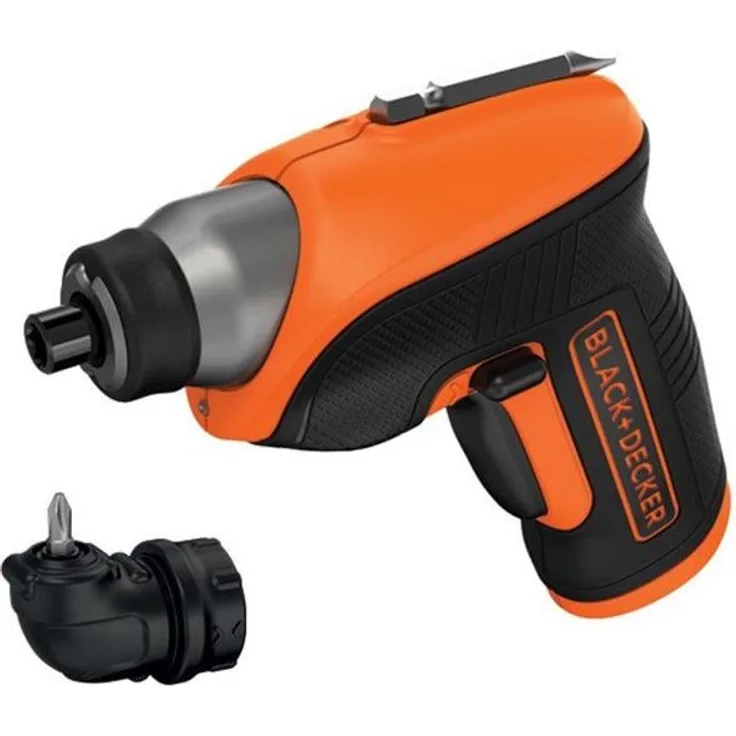 Black+Decker Akku-- Winkelschrauber (3,6V, 1,5Ah Li-Ion, Winkelaufsatz, 8 Positionen, autom. Spindelarretierung, Rechts--Linkslauf, LED-Arbeitsleuchte, magnetische Bit-Aufbewahrung) CS3652LC