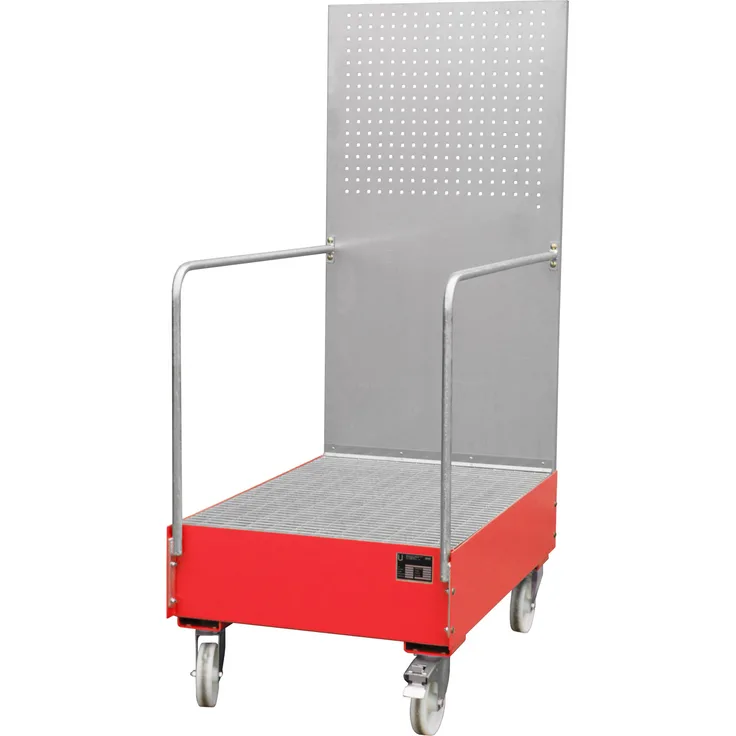 Bauer Fahrbare Auffangwanne mit Lochplattenwand LPW 200-3, lackiert, Feuerrot
