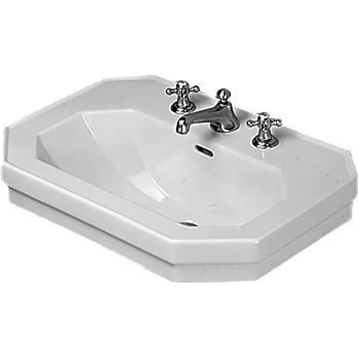Duravit 1930 Waschtisch B:70xT:50cm 1 Hahnloch mittig mit Überlauf weiß 0438700000