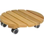 WAGNER Pflanzenroller Nature Ø 30 cm I Pflanzenroller für Innenbereich, Erle Natur I Blumenroller aus FSC-Massivholz I Kübelroller aus Holz I Tragkraft 100 kg I Made in EU ? 20026201