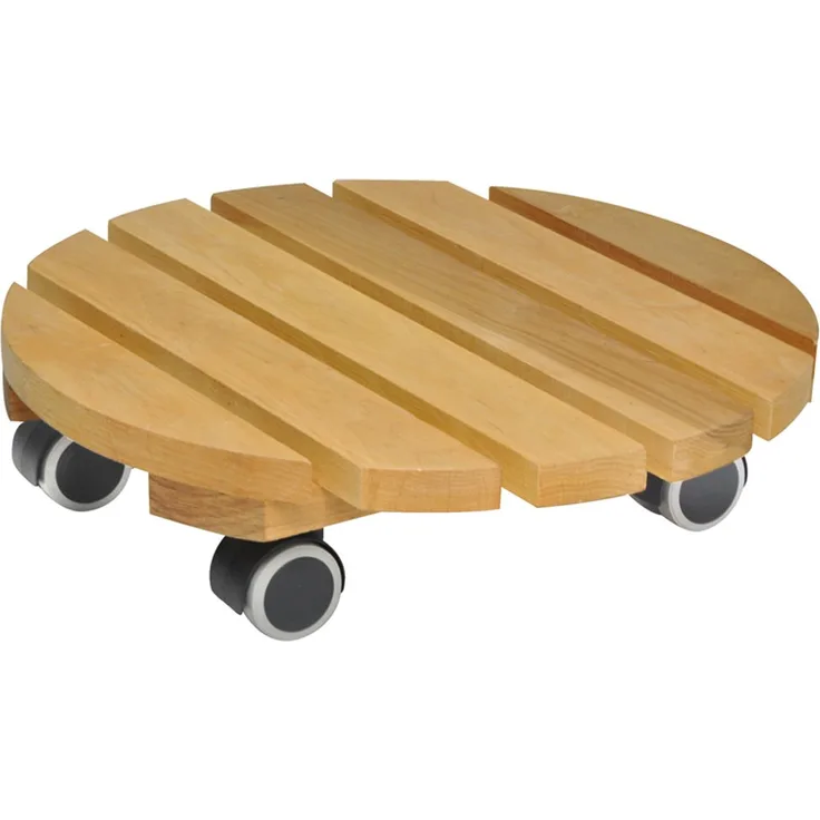 WAGNER Pflanzenroller Nature Ø 30 cm I Pflanzenroller für Innenbereich, Erle Natur I Blumenroller aus FSC-Massivholz I Kübelroller aus Holz I Tragkraft 100 kg I Made in EU ? 20026201