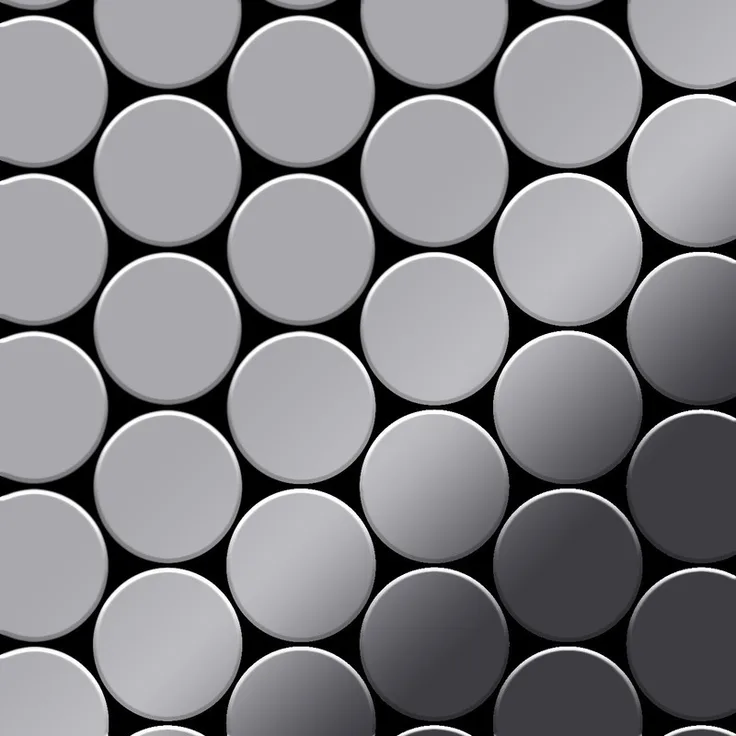 Alloy Mosaik Fliese massiv Metall Edelstahl marine hochglänzend in grau 1,6mm stark Medallion-S-S-MM 0,73 m2