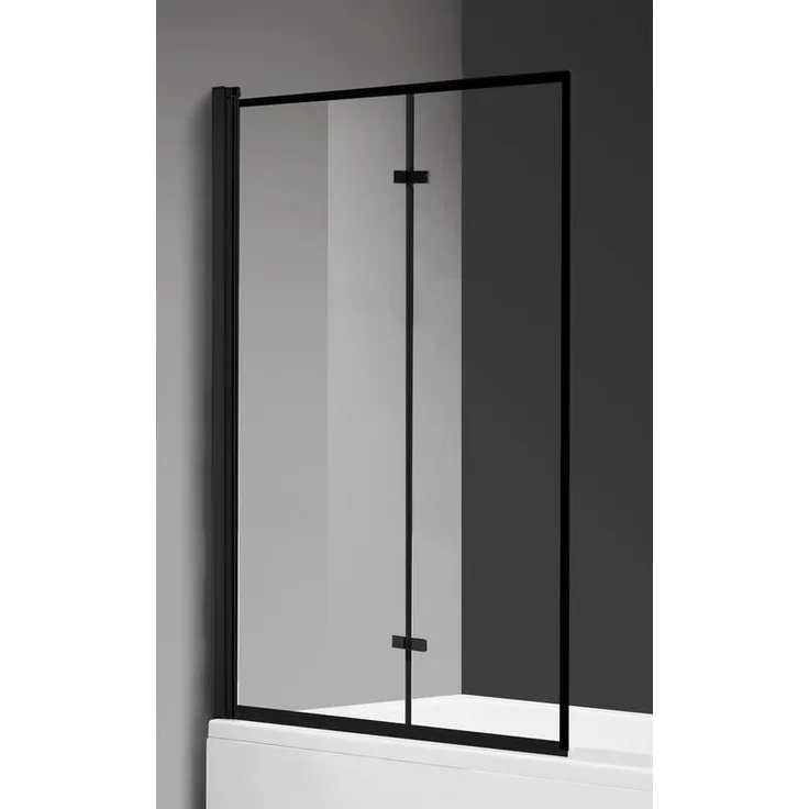 Badewanne Medal 120x140cm links schwingend - 5mm mit Nano-Beschichtung drehend Duschschirm schwarz Profil Badschirm
