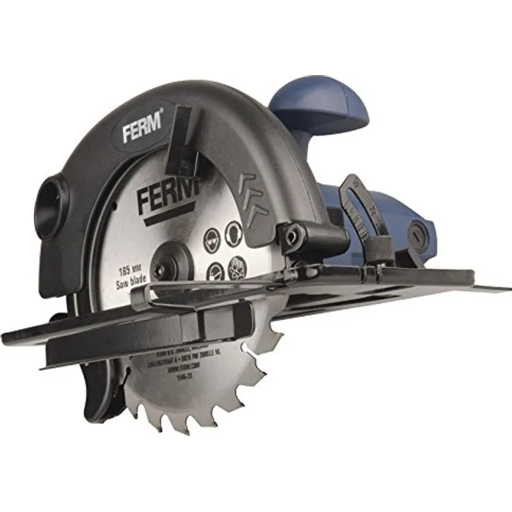 FERM Kreissäge 1200W -185mm - Spindelarretierung - verstellbare Fußplatte (45 und 90 Grad) - Inkl. TCT Sägeblatt und Parallelführung