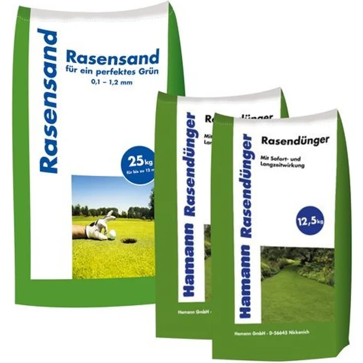 Hamann Rasensand 25 kg + Hamann Rasendünger 25 kg