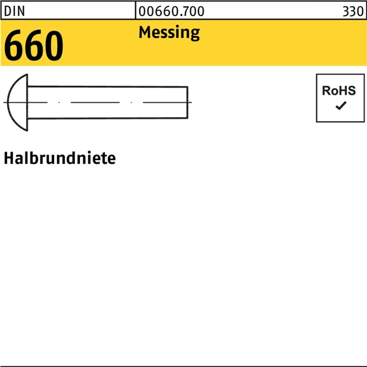 DIVERSE Halbrundniete DIN 660 5 x 16 Messing