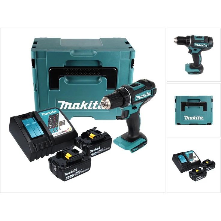 Makita DDF482 Akku Bohrschrauber 18 V 62 Nm 2-Gang Schnellspannbohrfutter 2x Akku 6,0 Ah und Ladegerät im Makpac – Bild 1