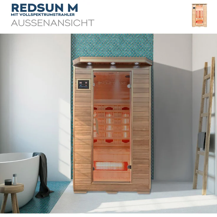 HOME DELUXE Infrarotkabine REDSUN - M mit Vollspektrumstrahler, 120 x 105 x 190 cm – Bild 2