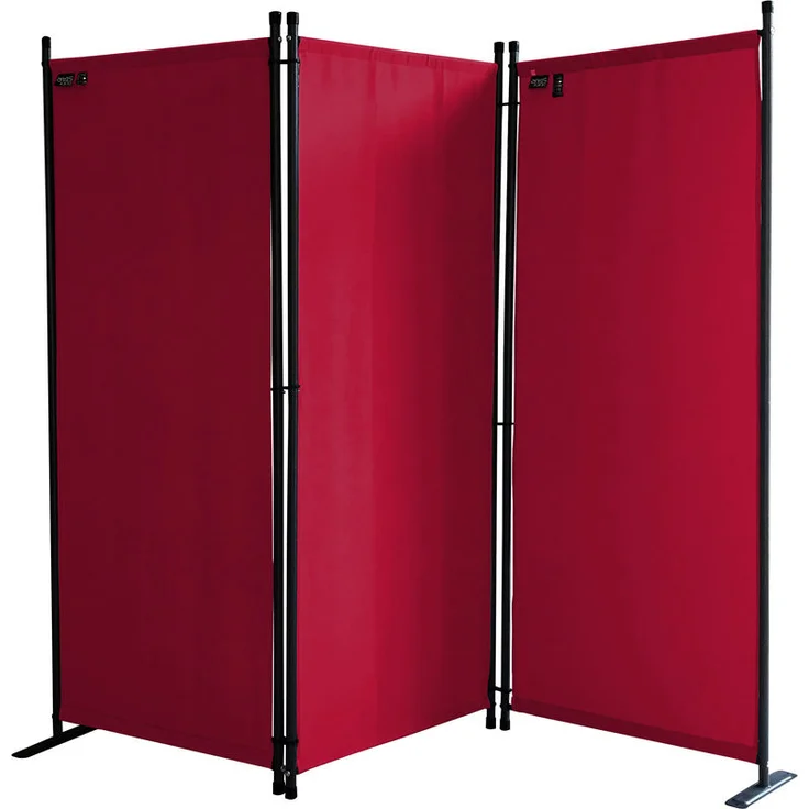Paravent 3 Teilig 170 x 165 cm Stoff Raumteiler Trennwand Balkon Sichtschutz Stellwand Faltbar Rubinrot