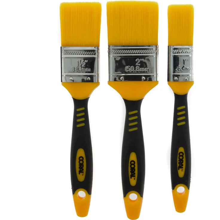 Coral Tools Coral 31416 verlustfreie Pinsel mit Kein Verlust von Borsten Pinsel Köpfe 3 Stück Pack Set – Gelb (3-teilig)