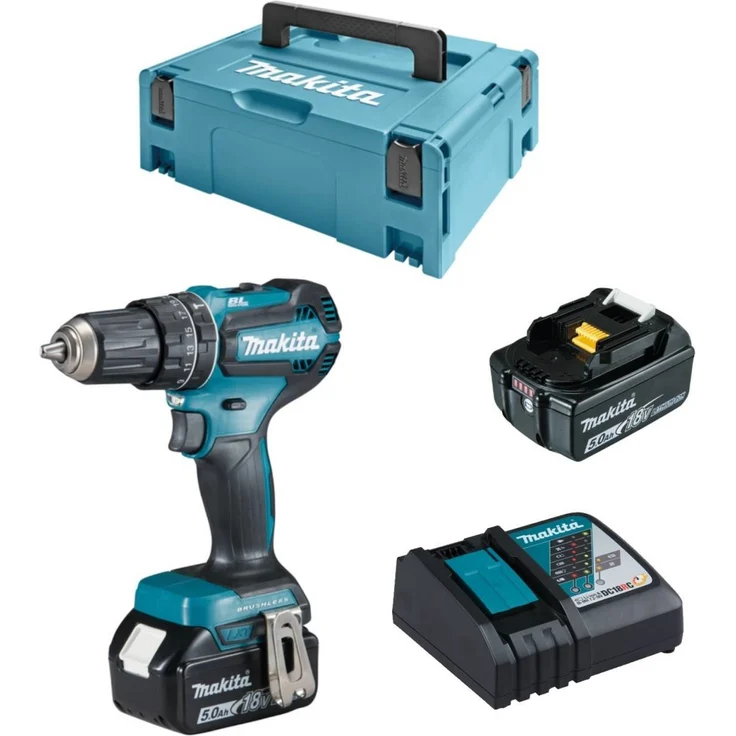 Makita DHP485RTJ Akku-Schlagbohrschrauber 18,0 V - 2x Akku 5,0 Ah mit Ladegerät und Makpac Gr. 2 Transportkoffer – Bild 4