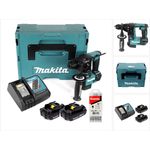 Makita DHR171RYJ 18 V 2-stufiger Brushless Li-Ion Akku Bohrhammer mit SDS Plus + 2 x 1,5 Ah Akku + Ladegerät + 5 tlg. Hartmetall Bohrer Set für Mauerwerk und Beton