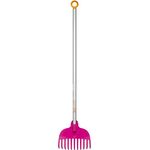 Fiskars Kinder-Laubbesen, Mit 11 Zinken, Länge: 86 cm, Kunststoff-Zinken-Aluminium-Stiel, Pink-Orange, MyFirst Fiskars, 1001419