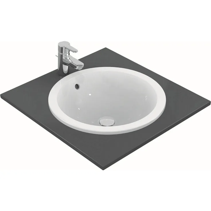 Ideal Standard Connect Einbauwaschtisch rund DM:38cm ohne Hahnloch mit Überlauf weiß E505101