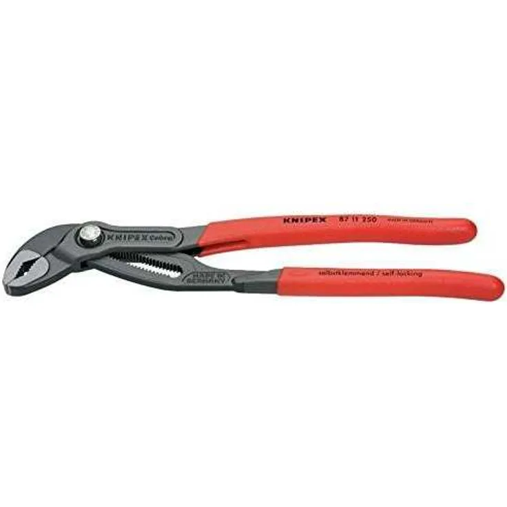 KNIPEX 87 11 250 Cobra...matic Wasserpumpenzange mit rutschhemmendem Kunststoff überzogen grau atramentiert 250 mm