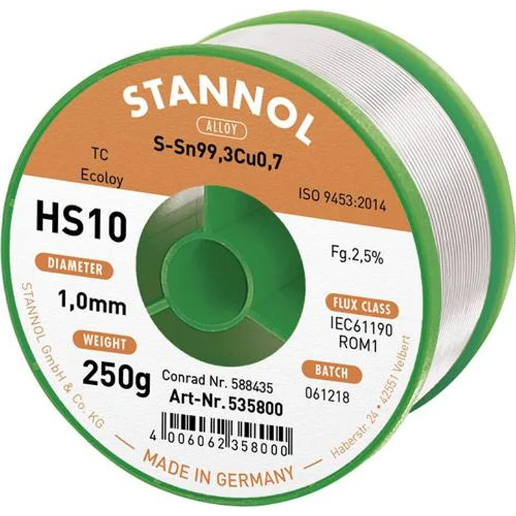 Stannol 535768 Lötdraht 1,0mm 250g Bleifrei