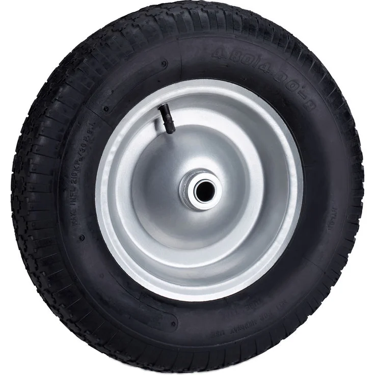Schubkarrenrad 4.80 4.00-8, luftbereift, Ersatzrad mit Stahlfelge und Ventil, Komplettrad bis 120 kg, schwarz – Bild 1