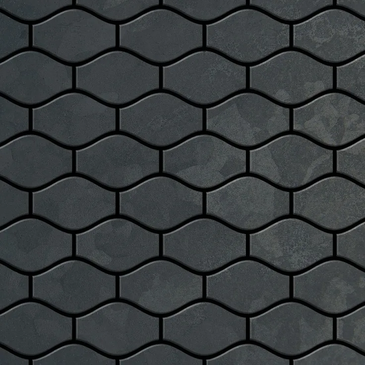 Mosaik Fliese massiv Metall Rohstahl gewalzt in grau 1,6mm stark ALLOY Karma-RS Designed by Karim Rashid 0,86 m2