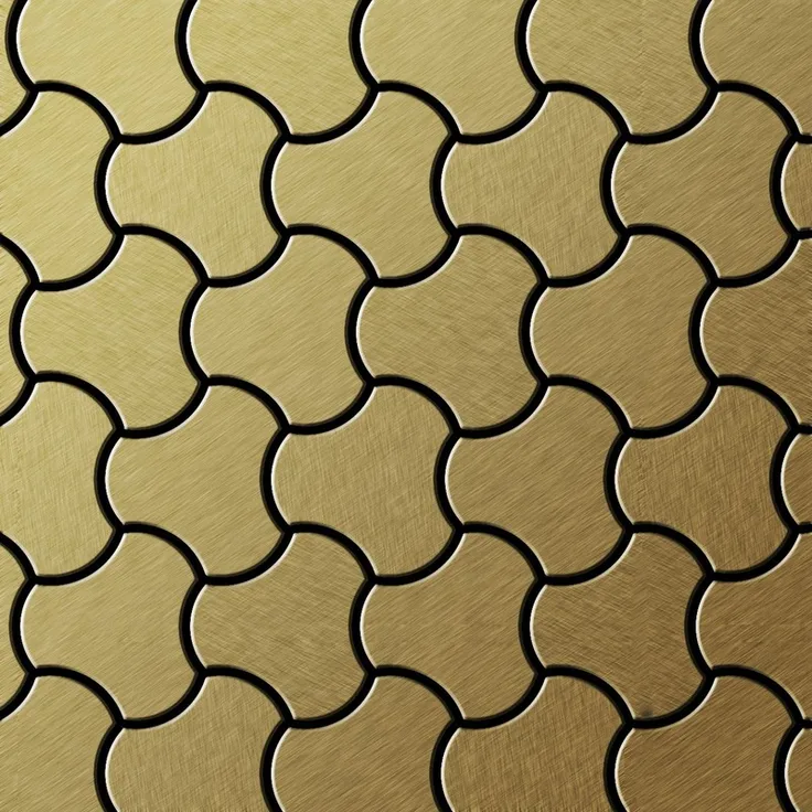 Mosaik Fliese massiv Metall Titan gebürstet in gold 1,6mm stark ALLOY Ubiquity-Ti-GB Designed by Karim Rashid 0,75 m2