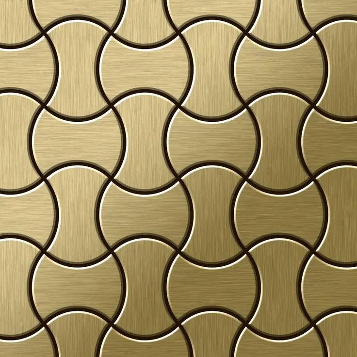 Mosaik Fliese massiv Metall Titan gebürstet in gold 1,6mm stark ALLOY Infinit-Ti-GB Designed by Karim Rashid 0,91 m2