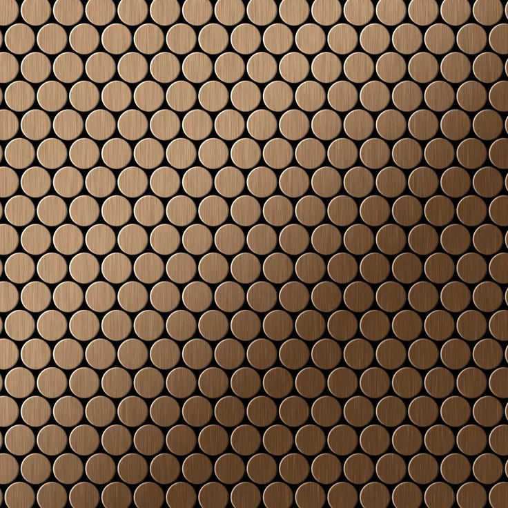 Mosaik Fliese massiv Metall Titan gebürstet in kupfer 1,6mm stark ALLOY Penny-Ti-AB 0,88 m2
