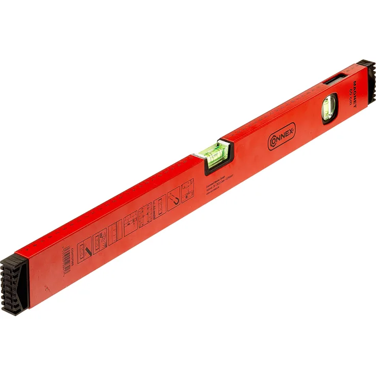 Connex COX737060 Wasserwaage 60 cm, Aluminium-Hohlprofil mit 2 Magneten, Rot-schwarz
